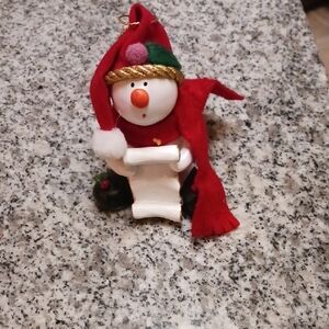Festive Snowman Ornament with Red Hat. NWOT